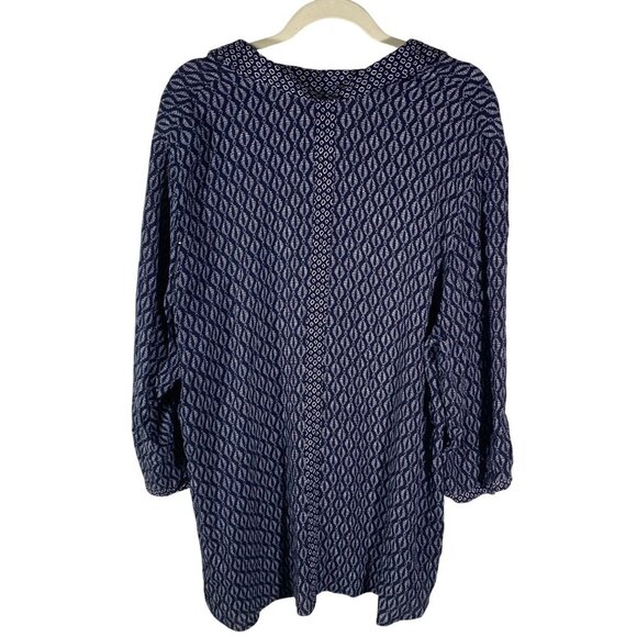 Habitat Clothes To Live In Navy & White Button Down Tunic Shirt Geometric XXL - Picture 3 of 10